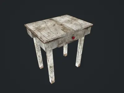 Old Table Low-poly 3D model 2