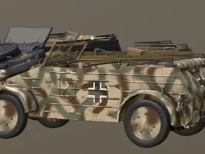 Kubelwagen Afrikakorps Grau Leib Wald camo pack 3D model