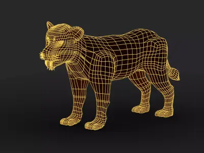 Low poly liones textured and rigged Low-poly 3D model