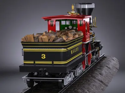 The General 4-4-0 Steam Locomotive 3D model