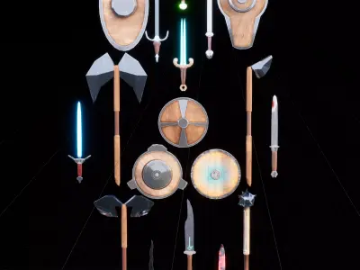 Stylized Melee Pack Low-poly 3D model