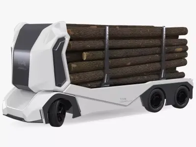 Einride Electric Autonomous Logging Truck Rigged 3D model