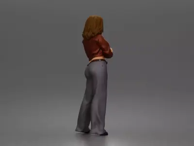 Urban Model Posing Casually in Stylish Jacket and Trousers 3D print model