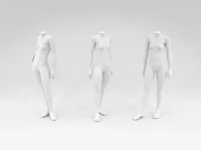 headless female fashion mannequin relaxed set Low-poly 3D model