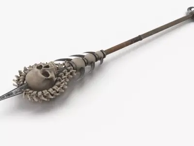 Staff Skull V2 PBR Low-poly 3D model