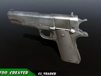 Army Pistol Low Poly 3D Model Low-poly 3D model