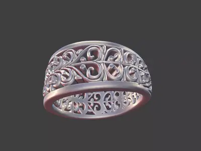 ornamental filigree ring silver engraved detailed band v3 3D print model