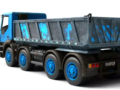 Blue Rigged Dump Truck 3D model