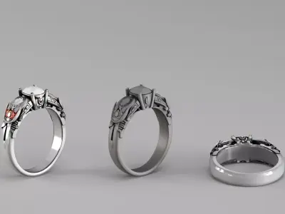 S00036 Sci-Fi Engagement Ring 3D print model
