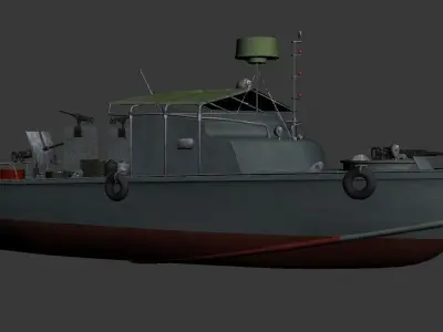 Gunboat military boat Low-poly 3D model