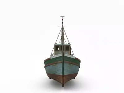 Old Rusty Fishing Boat Low-poly 3D model