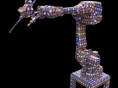 Robot arm manipulator SHOT PEENING for components 3D model