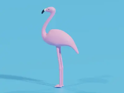 Cartoon Flamingo 3D model