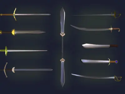 18 Different types of Swords Low-poly 3D model Low-poly 3D model