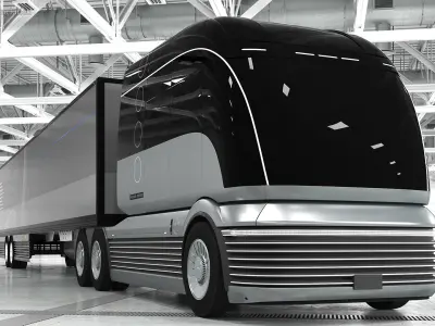 Futuristic Hydrogen Concept Semi Truck with Trailer 3D model