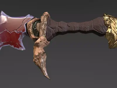 Crystal Scythe of the Abyss - 3D Model Low-poly 3D model