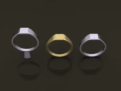 Dainty Thin Signet Ring Square Mix Size 3D print model