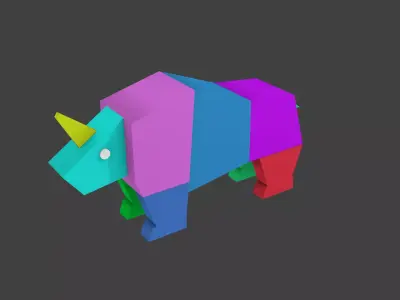 rhinoceros lowpoly colorful rhino 3D model