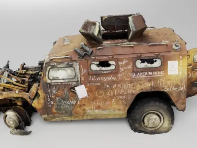 Tigr or Tiger infantry mobility vehicle destroyed in Ukraine 3D model