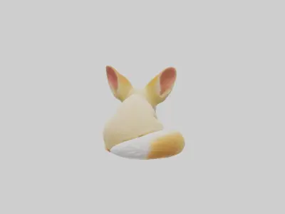 Fennec Fox hiding model Low-poly 3D model