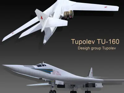 TU160 Low-poly 3D model