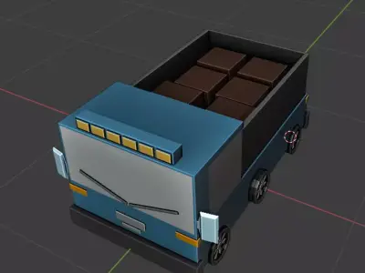 low poly truck with boxes Free low-poly 3D model