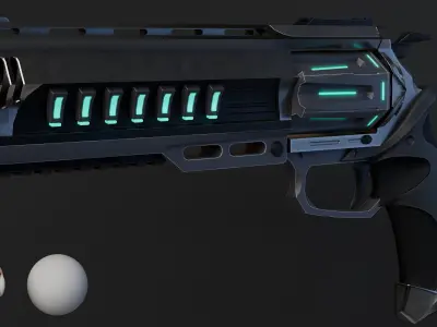 Sci fi Revolver Low-poly Game ready 3D model Low-poly 3D model