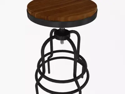 Industrial Mansard Stool Low-poly 3D model