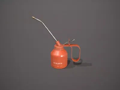 Orange Oil Can Low-poly 3D model