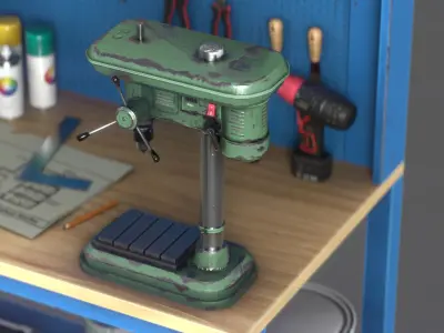WORKBENCH with tools Low-poly 3D model purchase