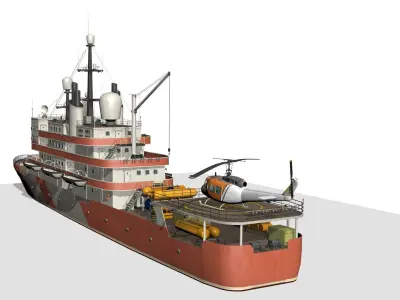 research vessel Low-poly 3D model by sobul