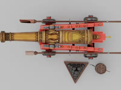 O Kit 01 Cannon Kit 04 of 05 treasure cannon Low-poly 3D model