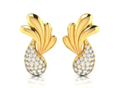 Solitaire Women Earring 3dm STl OBJ FBX Render Details 3D print model