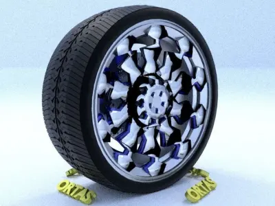 ORTAS CAR RIM 26 GAME READY RIM TIRE AND DISC 3D model