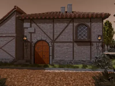 Medieval Castle Village 3D model