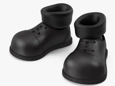 Cartoon Leather Shoes Black with Socks 3D model