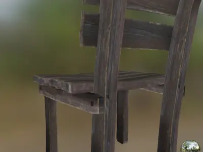 wood chair Low-poly 3D model order