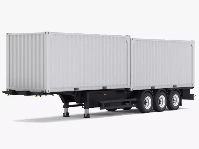 Chassis Semi Trailer with Shipping Containers 3D model