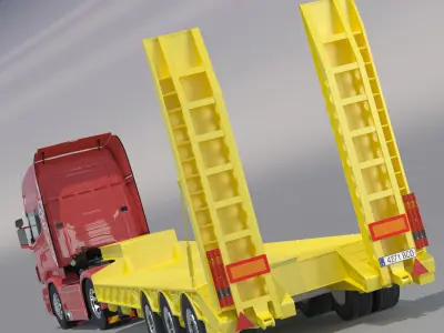 Euro Truck With Flatbed Semitruck  3D model