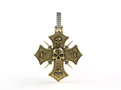 Skull Cross Pendant 3D print model