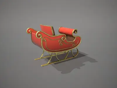 Santas Sleigh Low-poly 3D model buy
