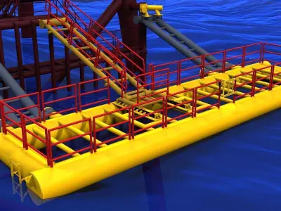 Offshore platform floating boat landing Free 3D model