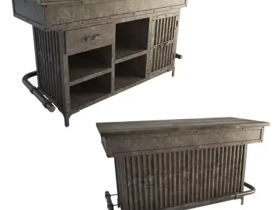 Industrial Metallic Counter 3D model