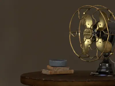 Vintage Desk Fan PBR Game-Ready Low-poly 3D model