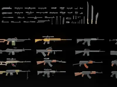 Low Poly Military Weapons Low-poly 3D model