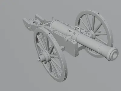 Old Medieval Artillery Cannon Low-poly 3D model