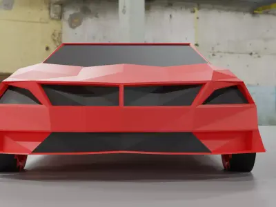 Lowpoly  red car model Free low-poly 3D model