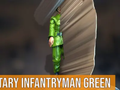 Military Infantryman Green Uniform model pack Low-poly 3D model