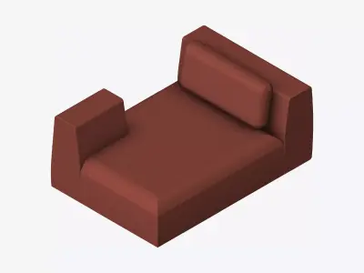 Seat - Sofa - Simplicity - Chaise - One Arm Low-poly 3D model