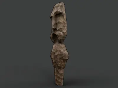 Carved Slavic Wooden Medieval Settlement Totem Statue Free low-poly 3D model